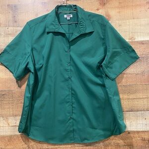 New Edward’s Womens Green Short Sleeve Button Down Casual Work Shirt Size 3XL